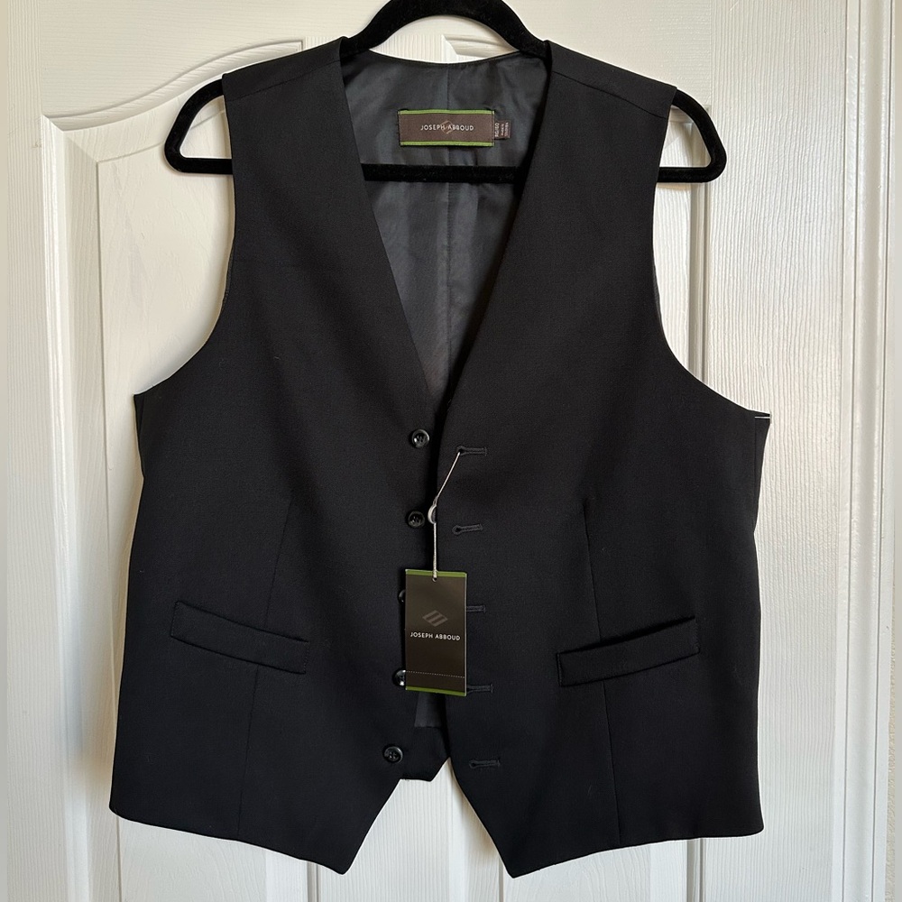Joseph Abboud Black Formal Vest with V-Neck and Wool Blend - Picture 2 of 8